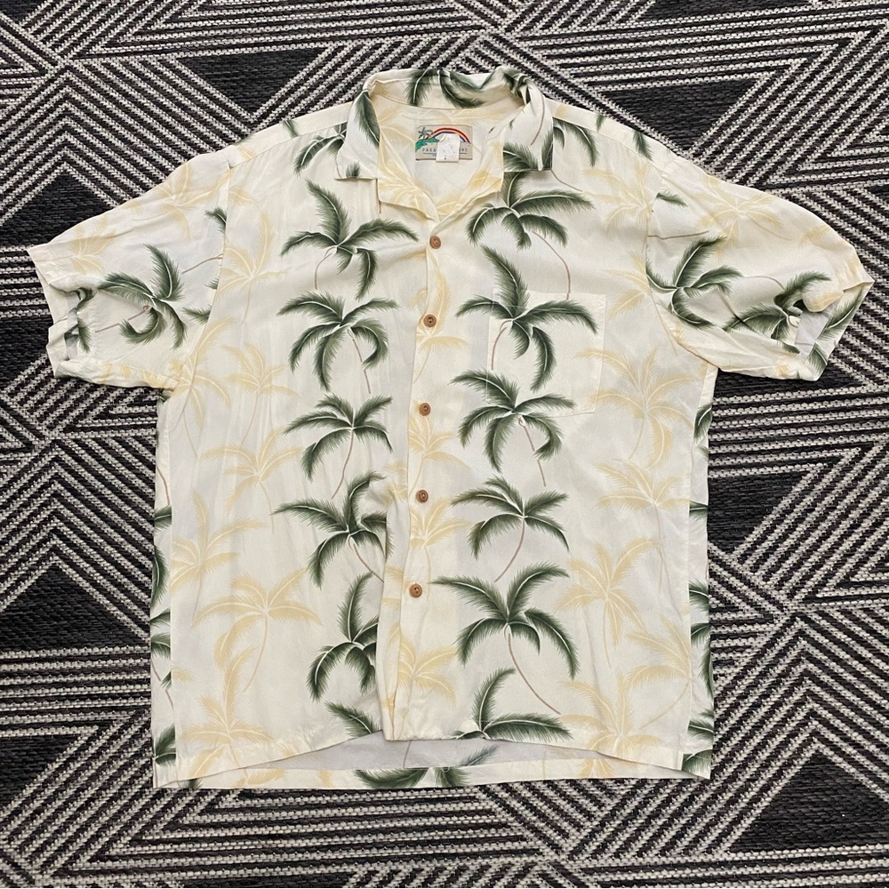 Vintage Aloha Paradise Found Hawaii Magnum PI Hawaiian Palm Trees  Shirt Large
